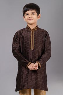 Picture of Exuberant Coffee Designer Kid’s Kurta Pajama for Engagement, Wedding, Reception, Festivals, Sangeet, and Parties