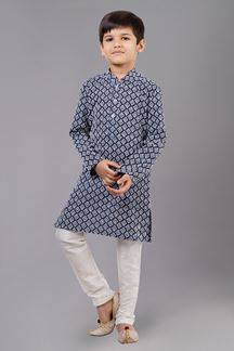 Picture of Delightful Royal Blue Designer Kid’s Kurta Pajama for Engagement, Reception, Festivals, Sangeet, and Parties