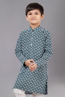 Picture of Impressive Rama Green Designer Kid’s Kurta Pajama for Engagement, Reception, Festivals, Sangeet, and Parties