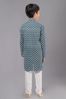 Picture of Impressive Rama Green Designer Kid’s Kurta Pajama for Engagement, Reception, Festivals, Sangeet, and Parties