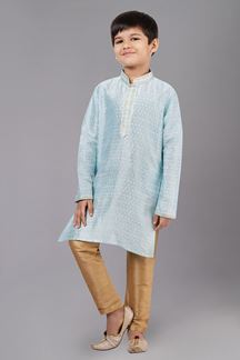Picture of Charming Sky Blue Designer Kid’s Kurta Pajama for Engagement, Reception, Festivals, Sangeet, and Parties