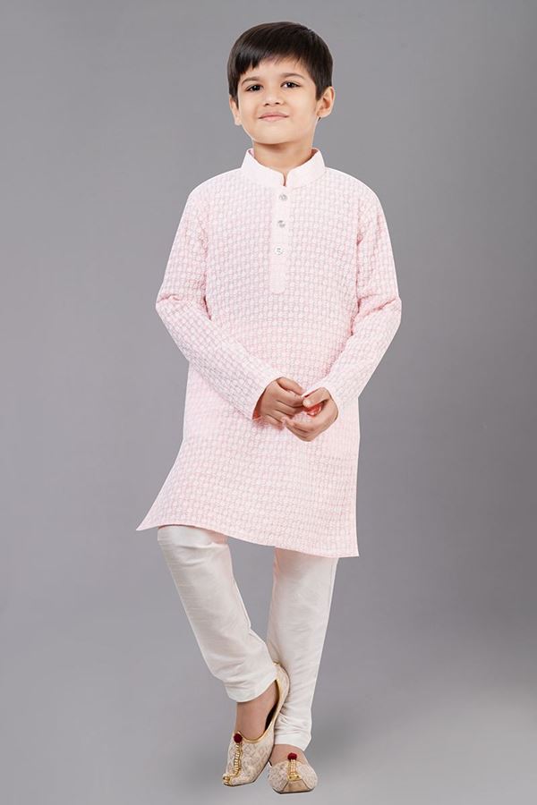 Picture of Fashionable Pink Designer Kid’s Kurta Pajama for Engagement, Reception, Festivals, Sangeet, and Parties