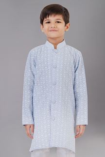 Picture of Appealing Light Grey Designer Kid’s Kurta Pajama for Engagement, Reception, Festivals, Sangeet, and Parties
