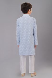 Picture of Appealing Light Grey Designer Kid’s Kurta Pajama for Engagement, Reception, Festivals, Sangeet, and Parties