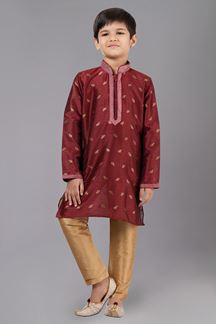 Picture of Delightful Maroon Designer Kid’s Kurta Pajama for Wedding, Reception, Festivals, Sangeet, and Parties