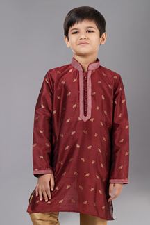 Picture of Delightful Maroon Designer Kid’s Kurta Pajama for Wedding, Reception, Festivals, Sangeet, and Parties