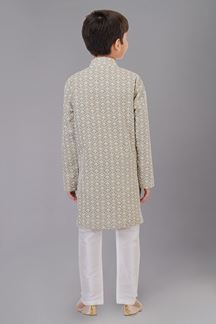 Picture of Spectacular Grey Designer Kid’s Kurta Pajama for Engagement, Reception, Festivals, Sangeet, and Parties