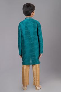 Picture of Impressive Green Designer Kid’s Kurta Pajama for Engagement, Wedding, Reception, Festivals, Sangeet, and Parties
