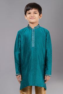 Picture of Impressive Green Designer Kid’s Kurta Pajama for Engagement, Wedding, Reception, Festivals, Sangeet, and Parties
