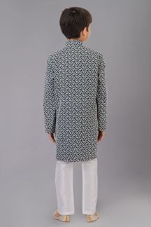 Picture of Charismatic Rama Green Designer Kid’s Kurta Pajama for Engagement, Reception, Festivals, Sangeet, and Parties