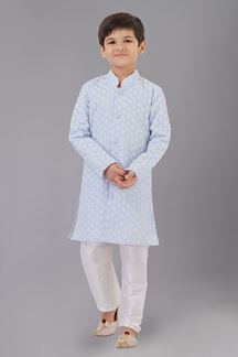 Picture of Captivating Sky Blue Designer Kid’s Kurta Pajama for Engagement, Reception, Festivals, Sangeet, and Parties