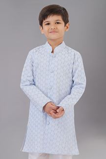 Picture of Captivating Sky Blue Designer Kid’s Kurta Pajama for Engagement, Reception, Festivals, Sangeet, and Parties