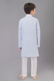 Picture of Captivating Sky Blue Designer Kid’s Kurta Pajama for Engagement, Reception, Festivals, Sangeet, and Parties
