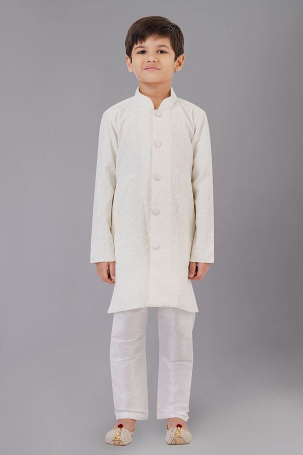 Picture of Aesthetic White Designer Kid’s Kurta Pajama for Sangeet and Parties