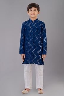 Picture of Stylish Royal Blue Designer Kid’s Kurta Pajama for Engagement, Reception, Festivals, Sangeet, and Parties
