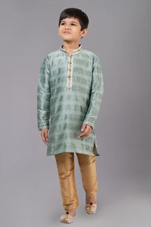 Picture of Appealing Mint Green Designer Kid’s Kurta Pajama for Engagement, Reception, Festivals, Sangeet, and Parties