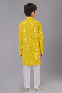 Picture of Dashing Yellow Designer Kid’s Kurta Pajama for Haldi, Reception, Festivals, Sangeet, and Parties