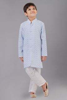 Picture of Elegant Sky Blue Designer Kid’s Kurta Pajama for Engagement, Reception, Festivals, Sangeet, and Parties