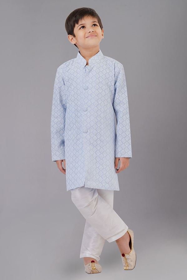Picture of Elegant Sky Blue Designer Kid’s Kurta Pajama for Engagement, Reception, Festivals, Sangeet, and Parties