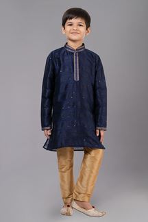 Picture of Majestic Navy Blue Designer Kid’s Kurta Pajama for Wedding, Reception, Festivals, Sangeet, and Parties