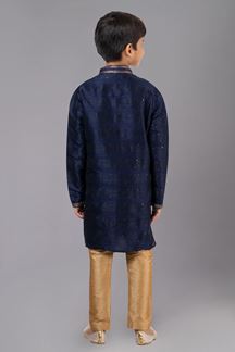 Picture of Majestic Navy Blue Designer Kid’s Kurta Pajama for Wedding, Reception, Festivals, Sangeet, and Parties