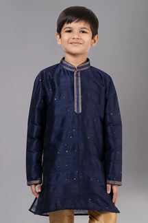 Picture of Majestic Navy Blue Designer Kid’s Kurta Pajama for Wedding, Reception, Festivals, Sangeet, and Parties