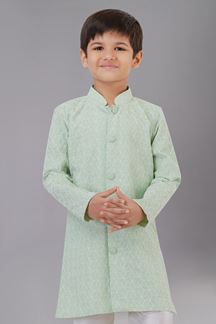 Picture of Fancy Mint Green Designer Kid’s Kurta Pajama for Engagement, Reception, Festivals, Sangeet, and Parties