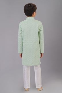 Picture of Fancy Mint Green Designer Kid’s Kurta Pajama for Engagement, Reception, Festivals, Sangeet, and Parties