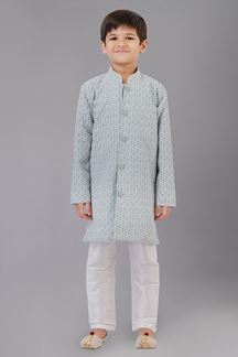Picture of Marvelous Grey Designer Kid’s Kurta Pajama for Engagement, Reception, Festivals, Sangeet, and Parties