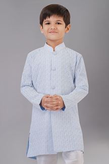 Picture of Royal Sea Blue Designer Kid’s Kurta Pajama for Engagement, Reception, Festivals, Sangeet, and Parties