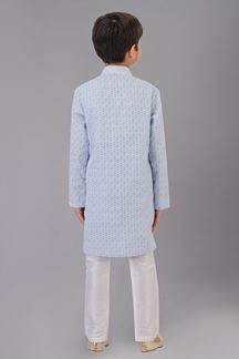 Picture of Royal Sea Blue Designer Kid’s Kurta Pajama for Engagement, Reception, Festivals, Sangeet, and Parties