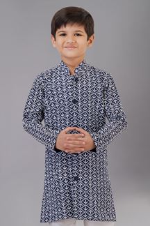 Picture of Splendid Navy Blue Designer Kid’s Kurta Pajama for Engagement, Reception, Festivals, Sangeet, and Parties