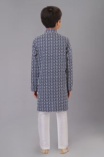 Picture of Splendid Navy Blue Designer Kid’s Kurta Pajama for Engagement, Reception, Festivals, Sangeet, and Parties
