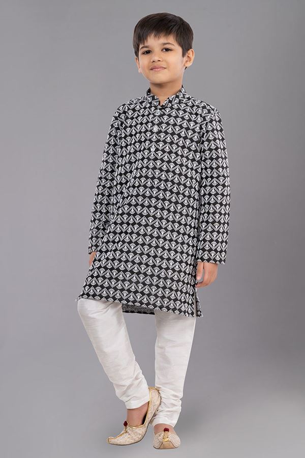 Picture of Enticing Black Designer Kid’s Kurta Pajama for Sangeet and Parties