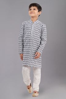 Picture of Majestic Grey Designer Kid’s Kurta Pajama for Engagement, Reception, Festivals, Sangeet, and Parties