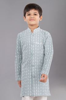 Picture of Spectacular Lime Green Designer Kid’s Kurta Pajama for Engagement, Reception, Festivals, Sangeet, and Parties