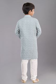 Picture of Spectacular Lime Green Designer Kid’s Kurta Pajama for Engagement, Reception, Festivals, Sangeet, and Parties