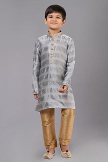 Picture of Spectacular Grey Designer Kid’s Kurta Pajama for Engagement, Reception, Festivals, Sangeet, and Parties