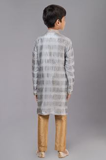 Picture of Spectacular Grey Designer Kid’s Kurta Pajama for Engagement, Reception, Festivals, Sangeet, and Parties