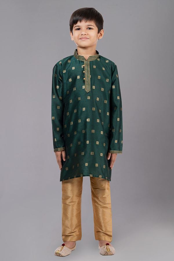 Picture of Charismatic Green Designer Kid’s Kurta Pajama for Engagement, Wedding, Reception, Festivals, Sangeet, and Parties