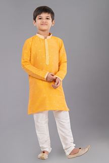 Picture of Aesthetic Yellow Designer Kid’s Kurta Pajama for Haldi, Wedding, Reception, Festivals, Sangeet, and Parties