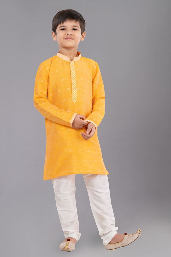 Picture of Aesthetic Yellow Designer Kid’s Kurta Pajama for Haldi, Wedding, Reception, Festivals, Sangeet, and Parties
