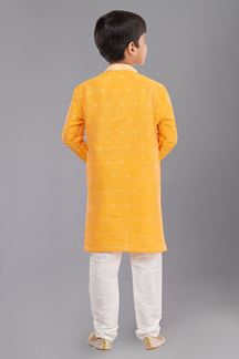 Picture of Aesthetic Yellow Designer Kid’s Kurta Pajama for Haldi, Wedding, Reception, Festivals, Sangeet, and Parties