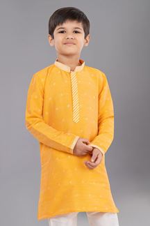 Picture of Aesthetic Yellow Designer Kid’s Kurta Pajama for Haldi, Wedding, Reception, Festivals, Sangeet, and Parties