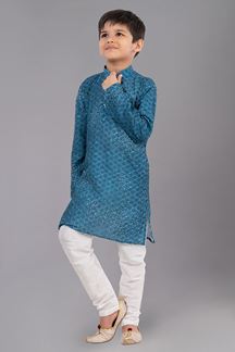 Picture of Stylish Green Designer Kid’s Kurta Pajama for Engagement, Festivals, Sangeet, and Parties