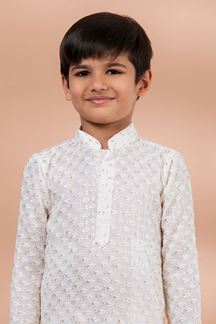 Picture of  Exuberant White Designer Kid’s Kurta Pajama for Festivals, Sangeet, and Parties