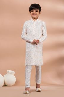 Picture of  Charming White Designer Kid’s Kurta Pajama for Festivals, Sangeet, and Parties