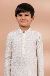 Picture of  Charming White Designer Kid’s Kurta Pajama for Festivals, Sangeet, and Parties