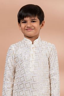Picture of Exquisite White Designer Kid’s Kurta Pajama for Festivals, Sangeet, and Parties