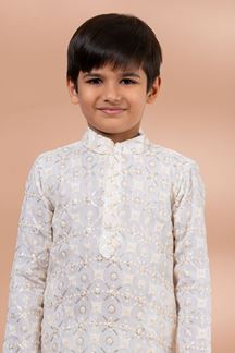 Picture of  Delightful White Designer Kid’s Kurta Pajama for Festivals, Sangeet, and Parties